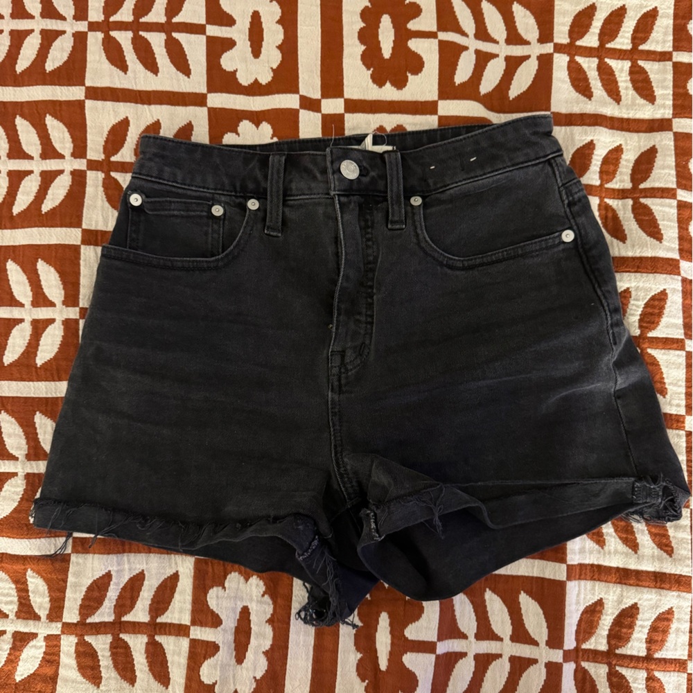 Madewell Black Denim - curvy high rise denim shorts